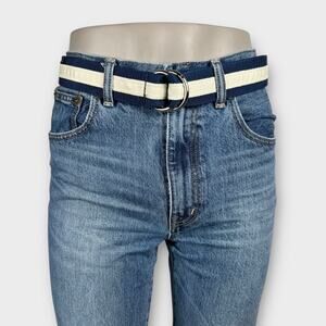 Girly Grunge Y2K Skater Girl Vintage Blue and White Striped Fabric Belt